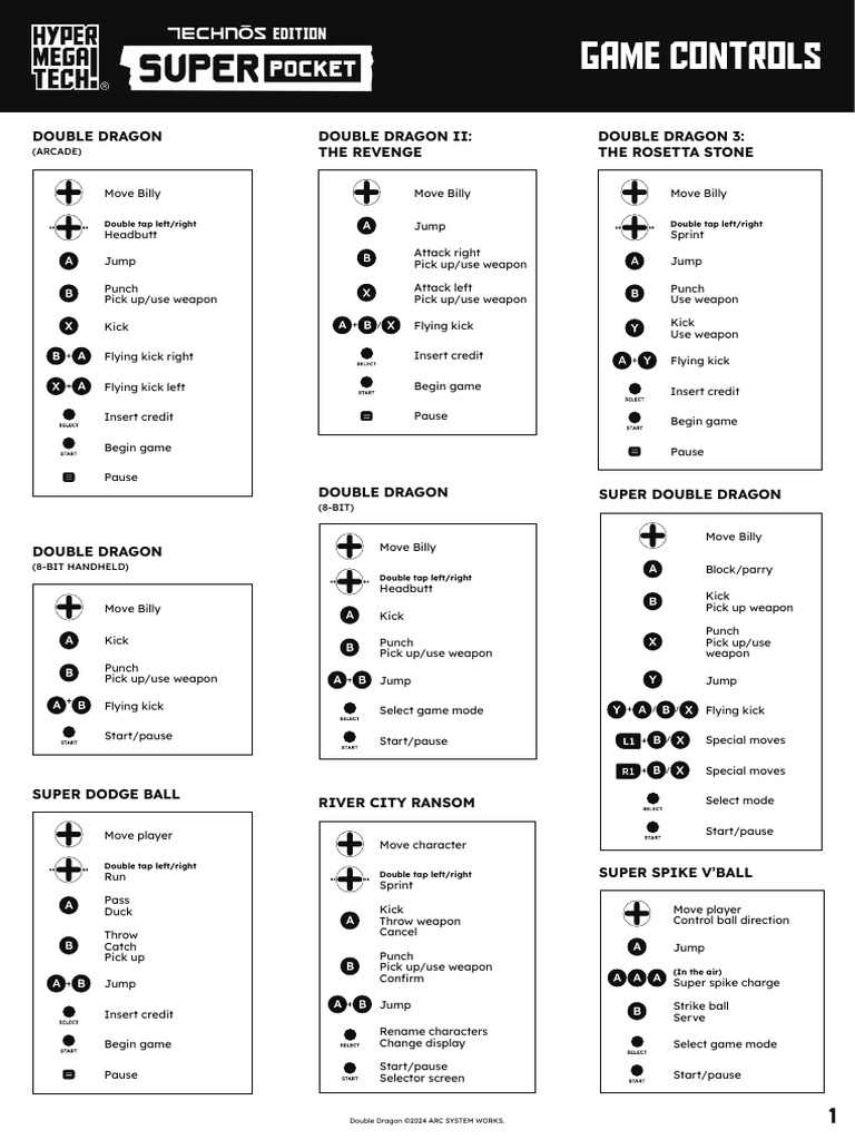 Double Dragon Game Controls Guide | PDF
