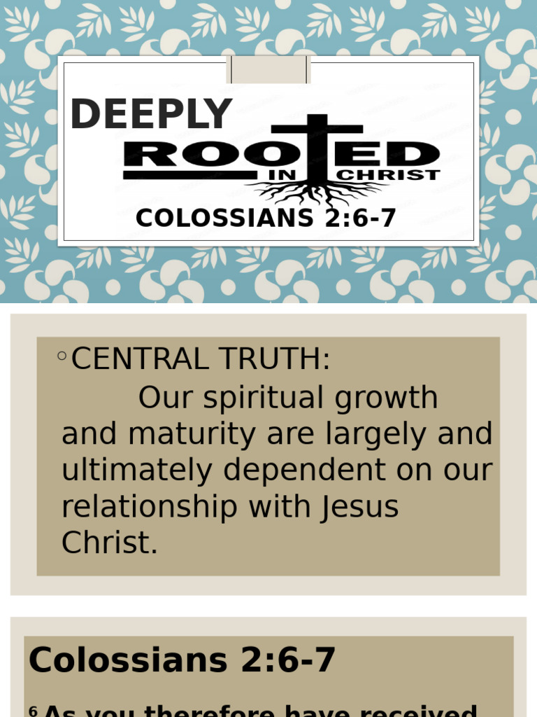 Deeply Rooted in Christ | PDF | Root | Jesus
