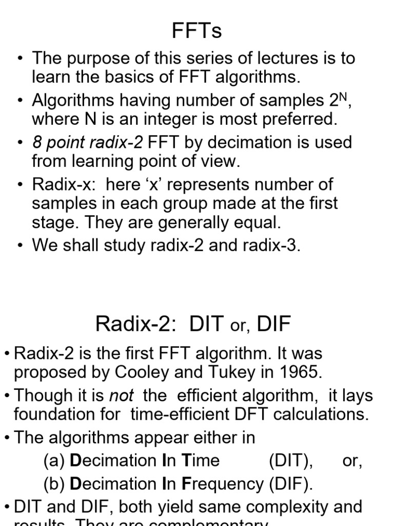 Basics of FFT Algorithms in DSP | PDF | Fast Fourier Transform ...