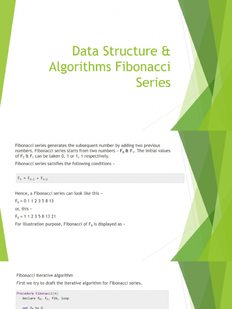 30. Data Structure & Algorithms Fibonacci Series | PDF image.