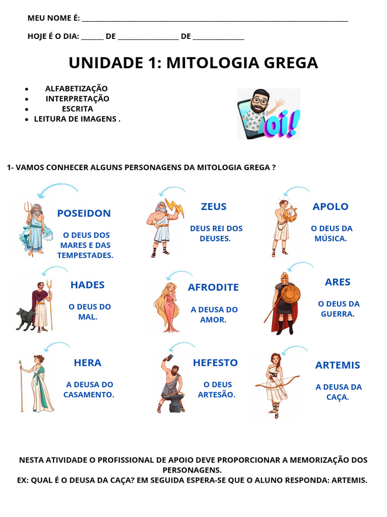 Atividades de Mitologia Grega para Crianças | PDF | Mitologia grega | Hera