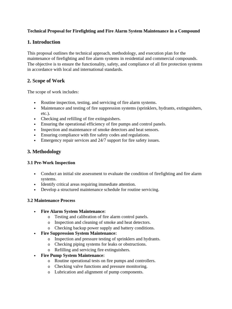 Fire Alarm & Safety System Maintenance Proposal | PDF | Firefighting ...