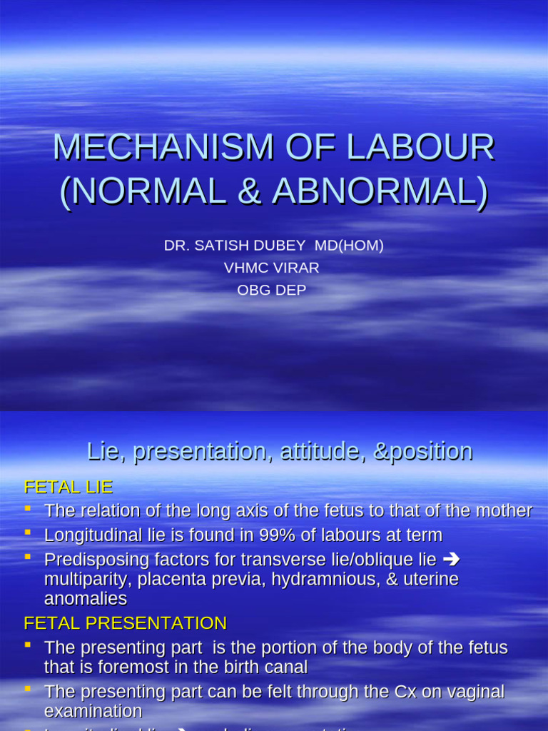 Mechanism of Labour: Normal & Abnormal | PDF | Pelvis | Anatomical ...