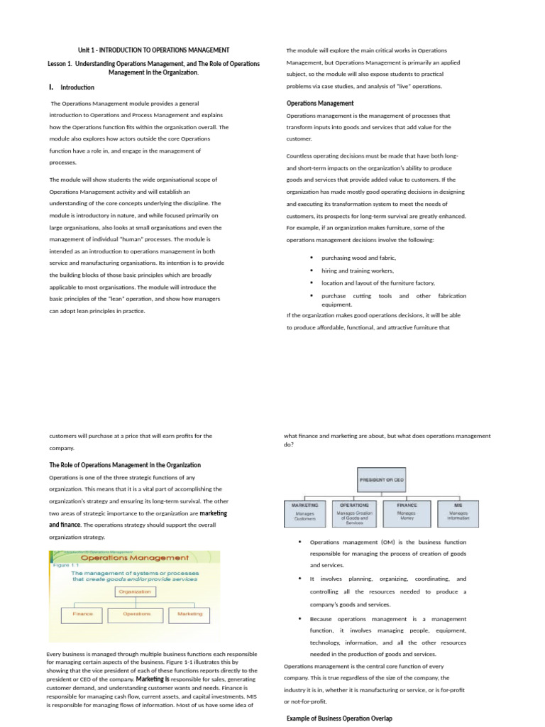 Introduction to Operations Management | PDF | Supply Chain | Supply ...