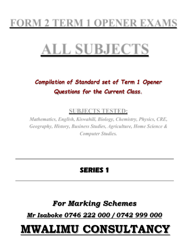 Form 2 Term 1 Opener Exams Compilation | PDF | Acid | Farmer