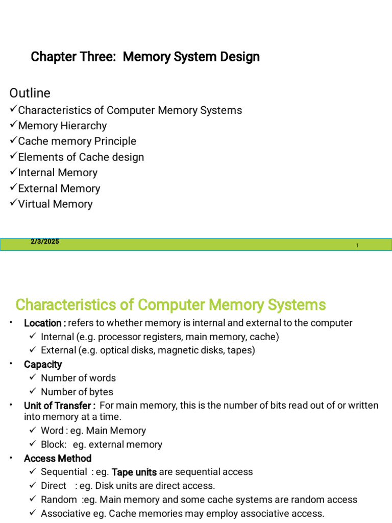 Memory System Design Overview | PDF | Random Access Memory | Computer ...