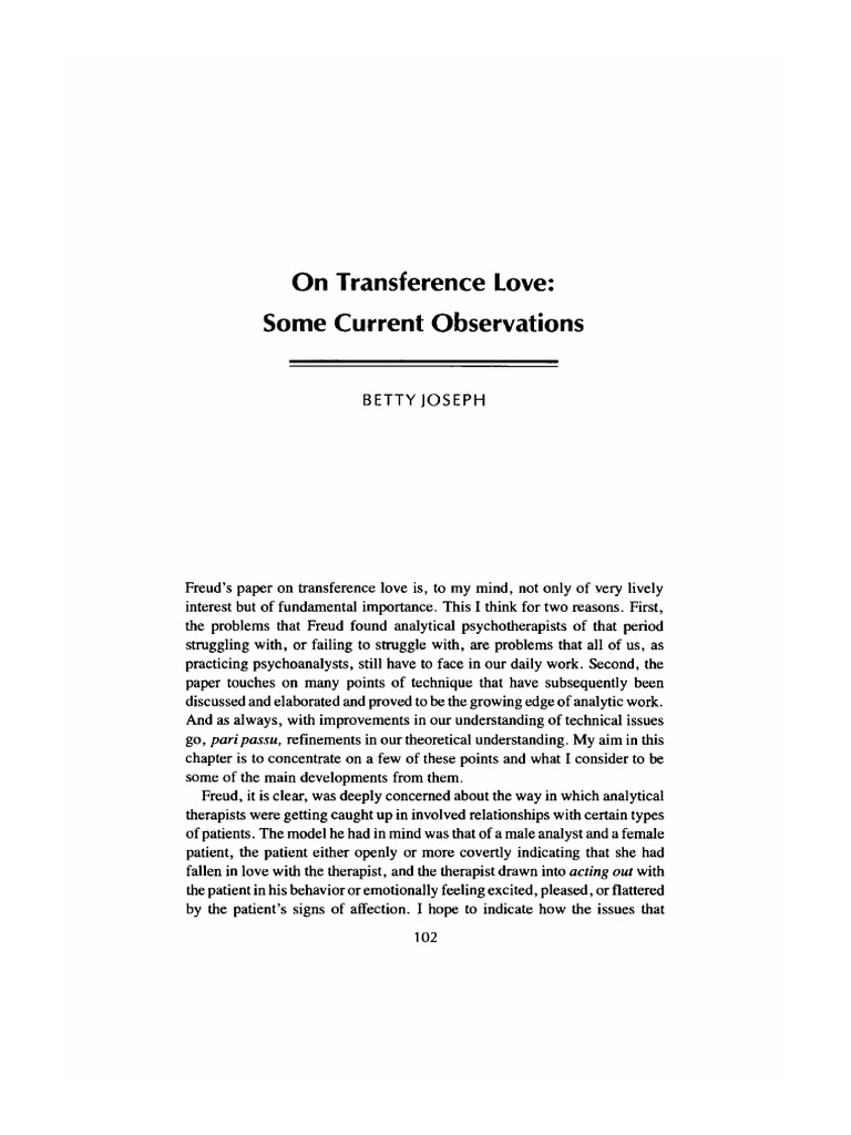 Understanding Transference Love in Therapy | PDF | Psychoanalysis ...