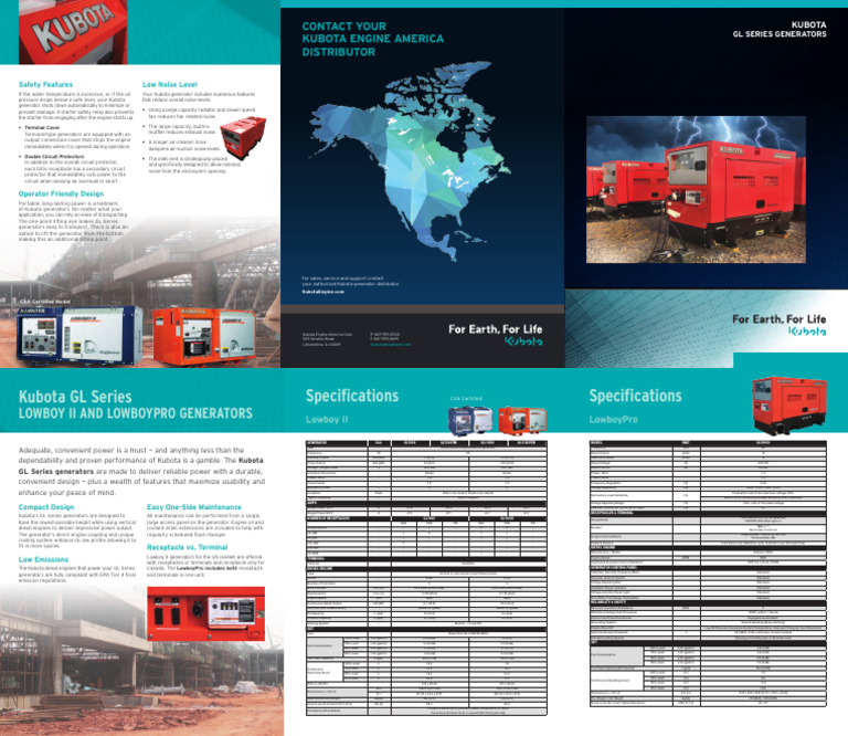Kubota GL Series Generators Overview | PDF | Electrical Engineering ...