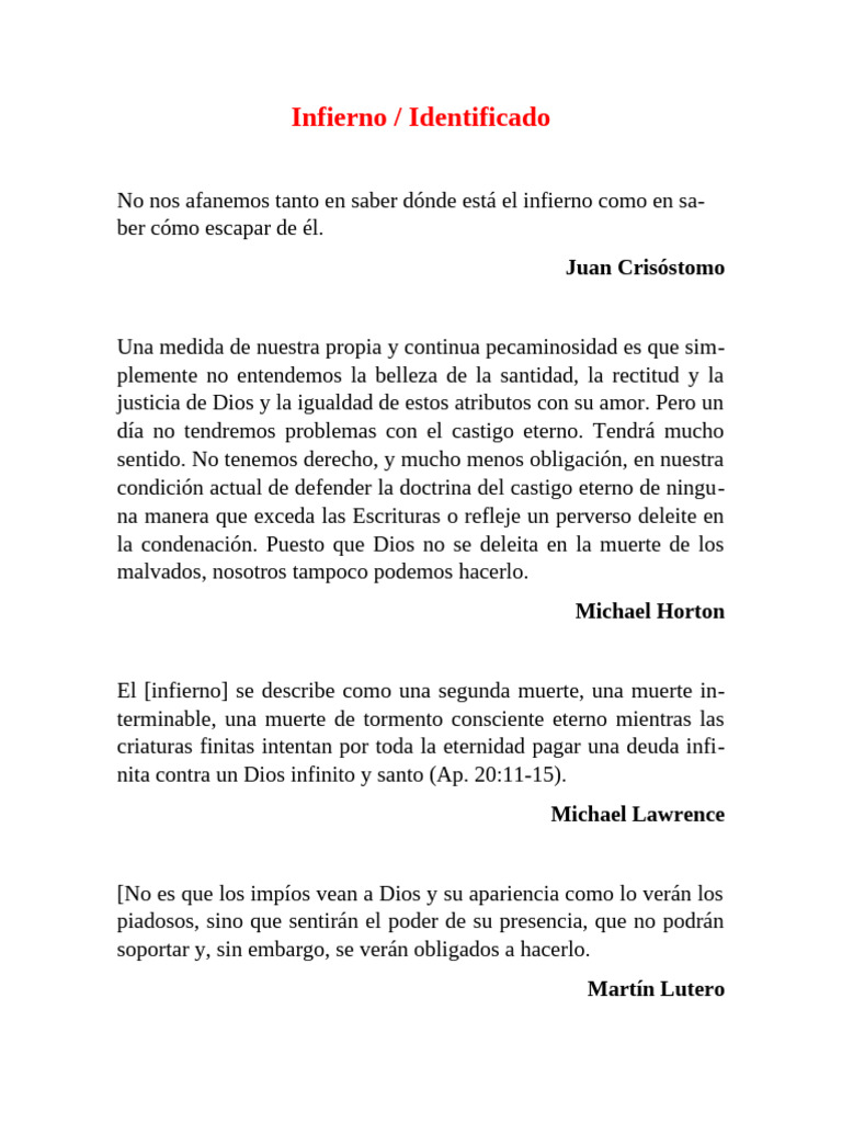 Entendiendo el Infierno y su Eternidad | PDF | Infierno | Creencia ...