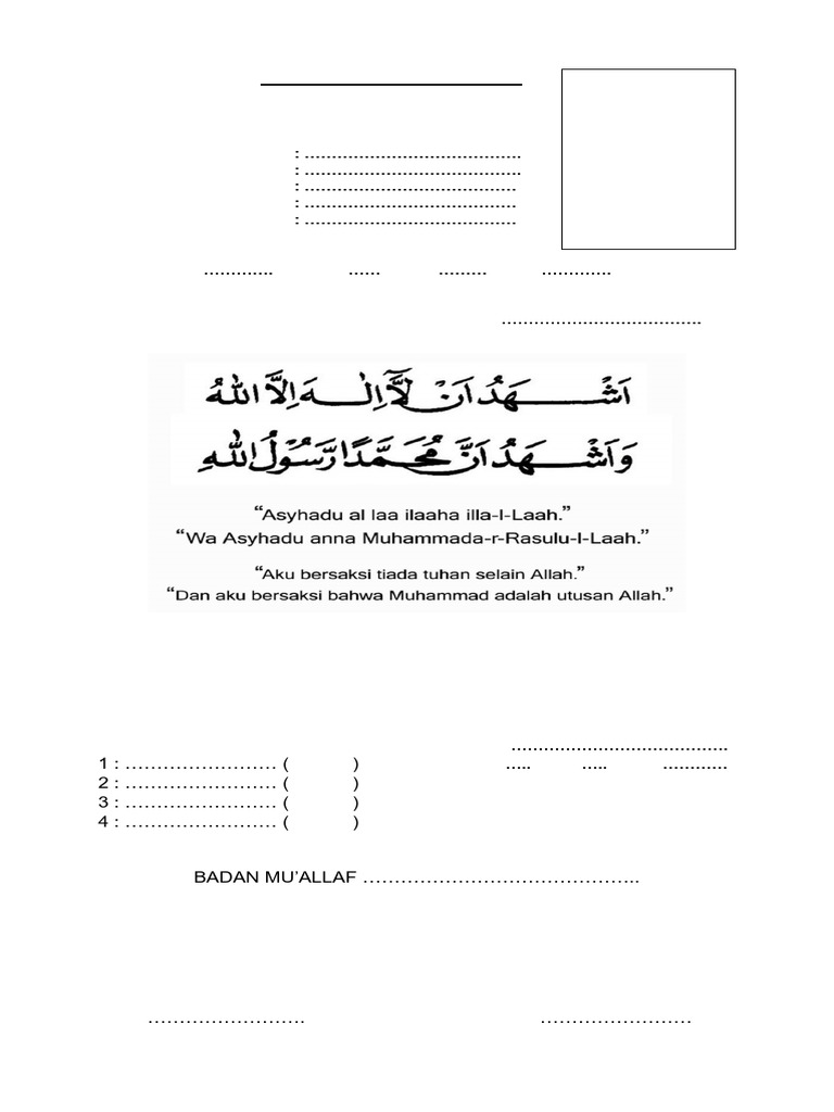 Contoh Surat Pernyataan Mualaf | PDF