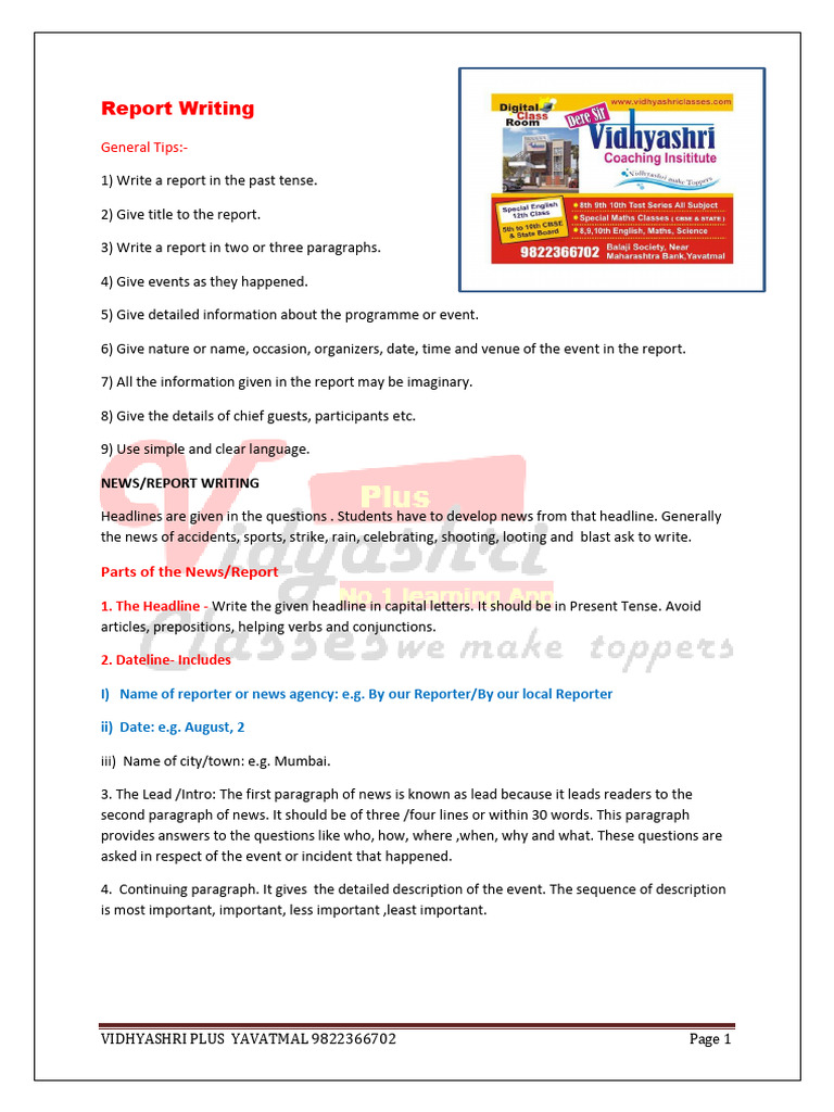 Report Writing Guidelines and Examples | PDF | Grammatical Tense ...