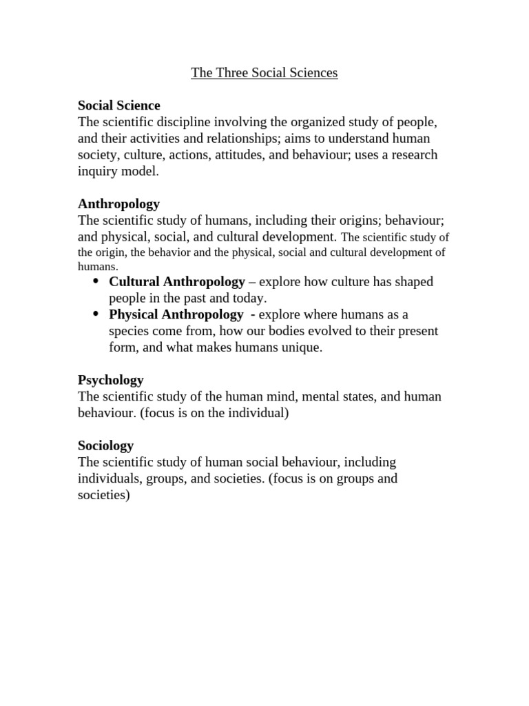 Overview of Key Social Sciences | PDF