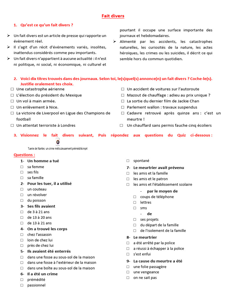 Comprendre le fait divers | PDF
