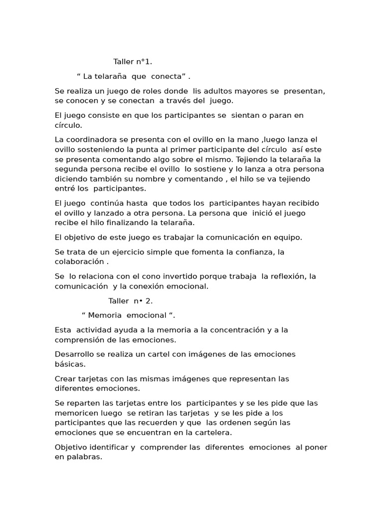 Talleres de Emociones para Adultos Mayores | PDF | Las emociones | Memoria