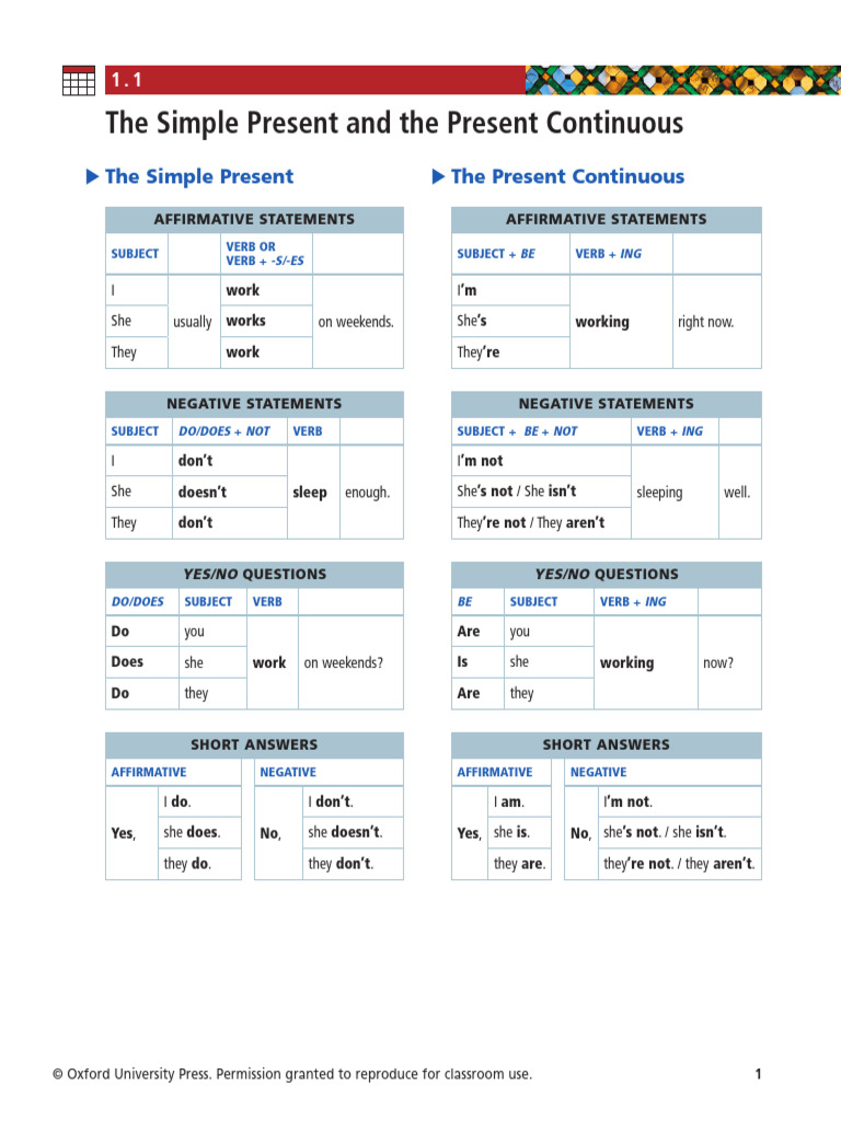 Present and Present Continuous | PDF | Question | Subject (Grammar)