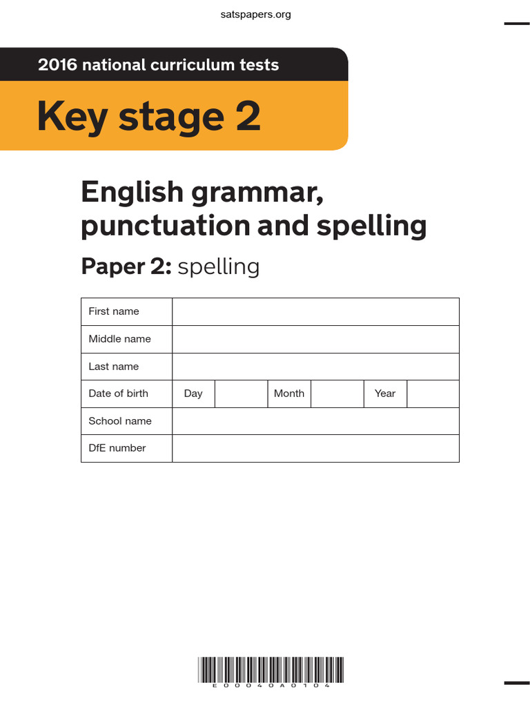 2016 ks2 EnglishGPS Paper2 Spelling PDFA | PDF | Copyright | Copyright Law