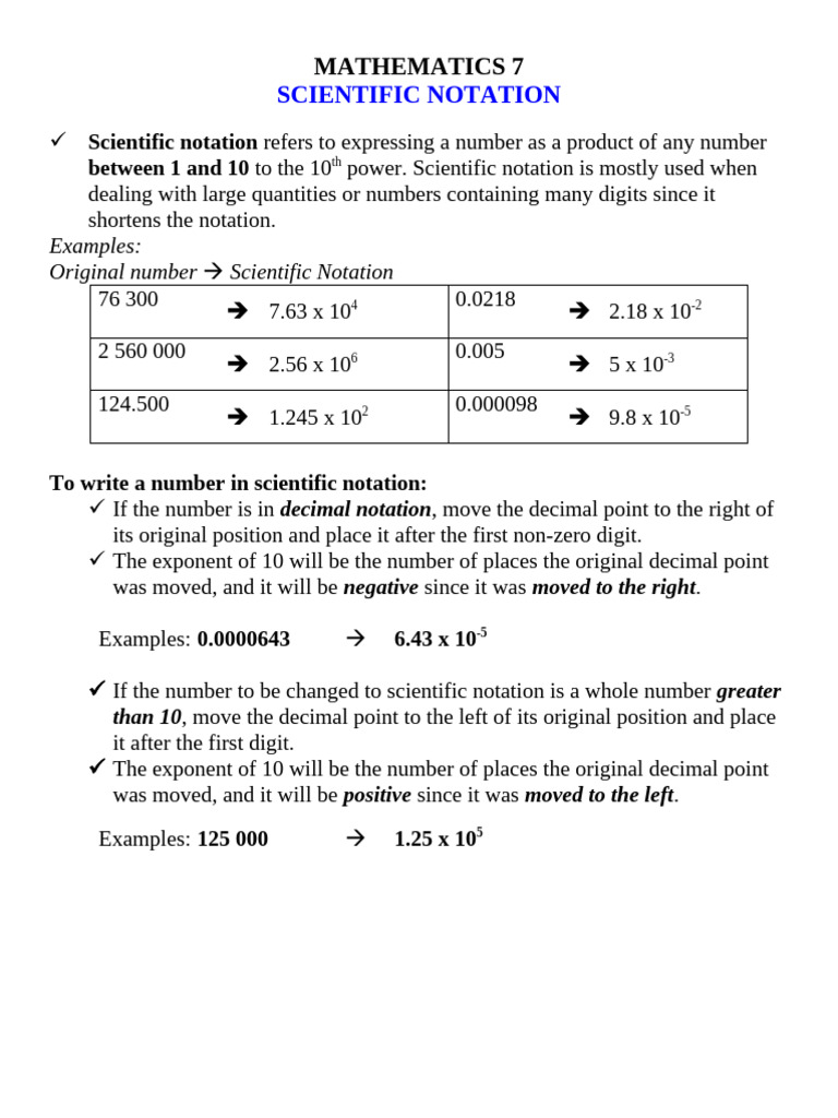 Scientific Notation for Math Students | PDF