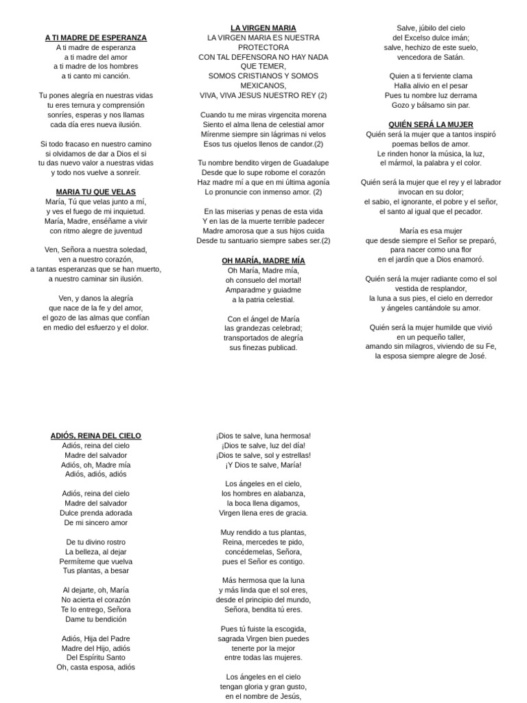 Cantos a la Virgen María | PDF | María, madre de Jesús | Amor