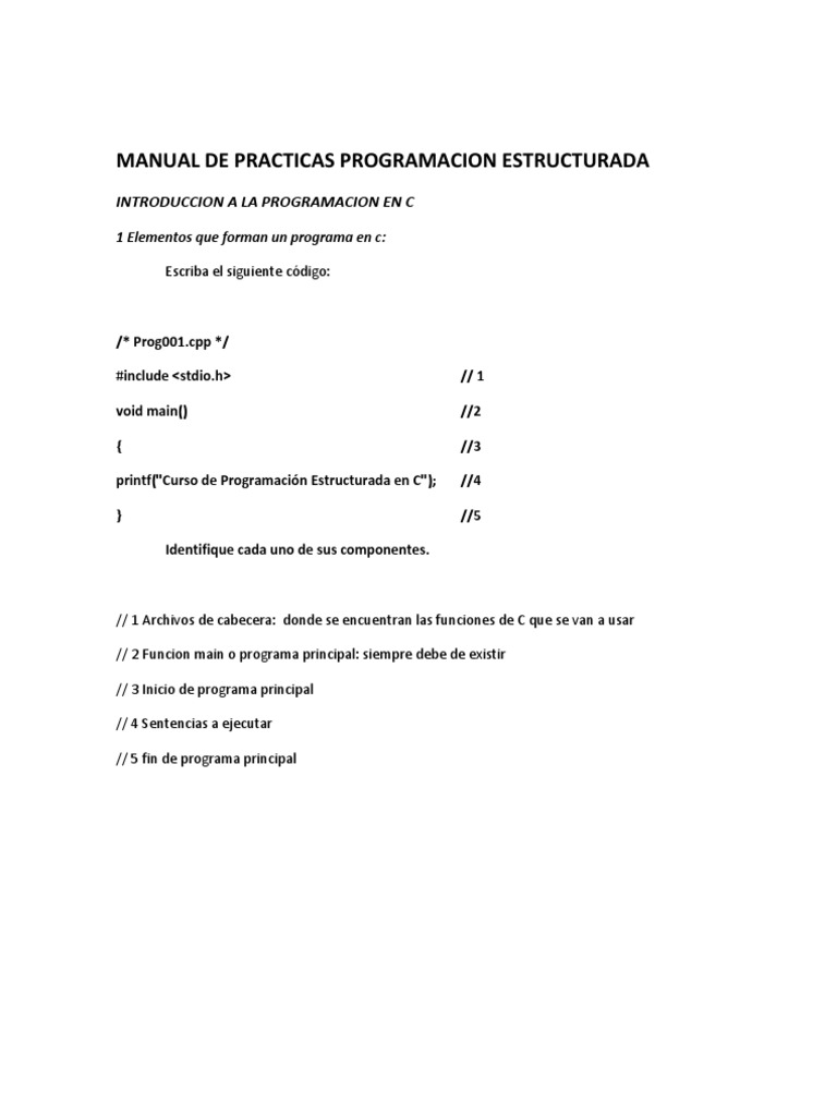 Manual de Practicas Programacion Estructurada Parte I | PDF | C ...