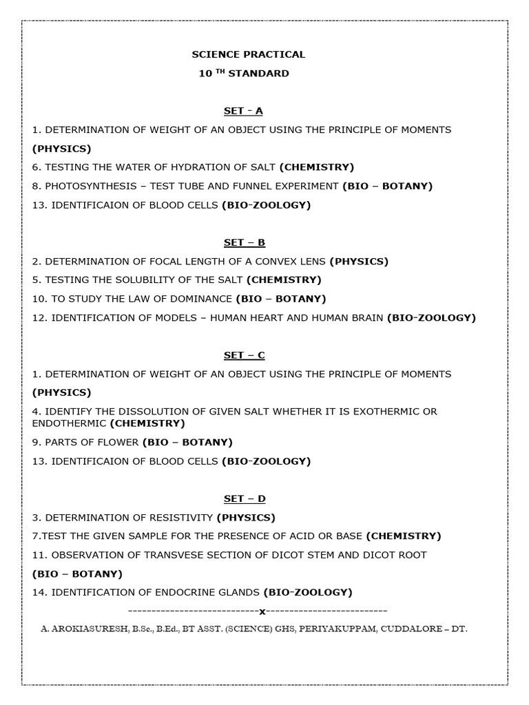 Class 10 Science Practical Guide | PDF | Red Blood Cell