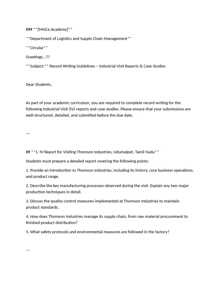 Record Writing MNCe Academy | PDF | Inventory | Supply Chain