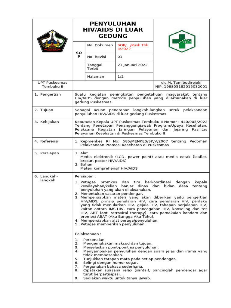 Sop Penyuluhan Hiv | PDF