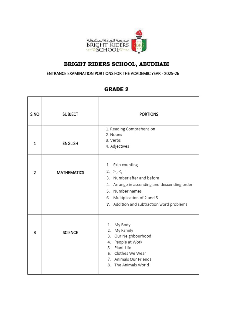 Bright Riders School- GRADE2 | PDF