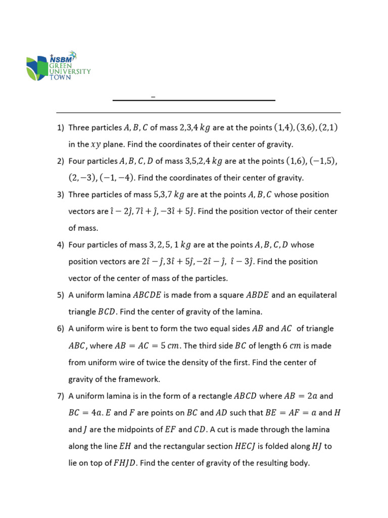 Center of Mass and Gravity Problems | PDF | Triangle | Center Of Mass
