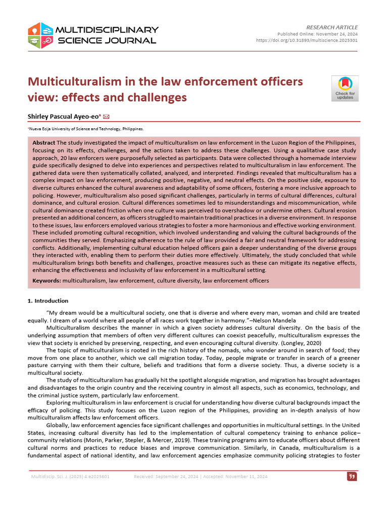 Multiculturalism's Impact on Law Enforcement | PDF | Multiculturalism ...