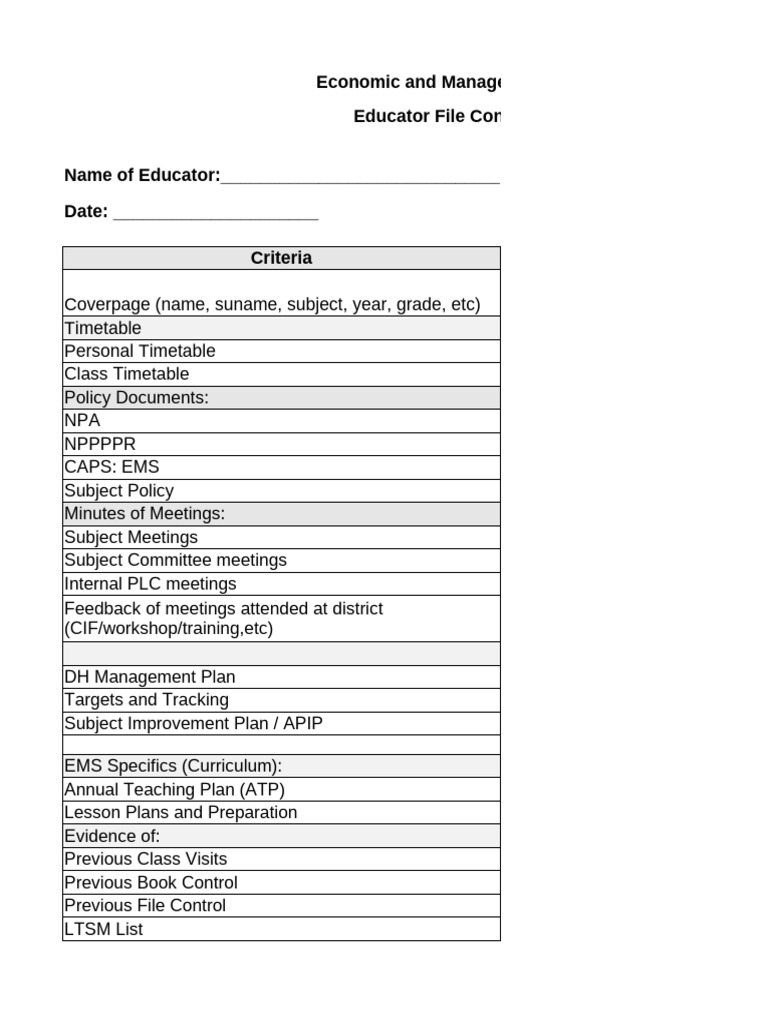 EMS Educator File Control Guide | PDF