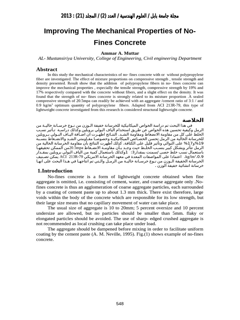 Improving The Mechanical Properties of No Fines Concrete | PDF ...