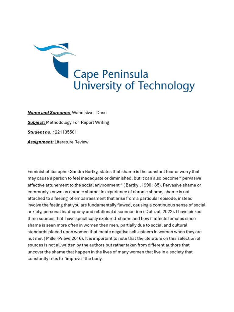 Wandie's Literature Review | PDF | Shame | Psychotherapy