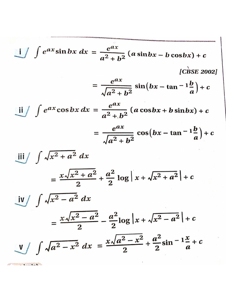 Integrating Formulas of 1,2 - TH | PDF