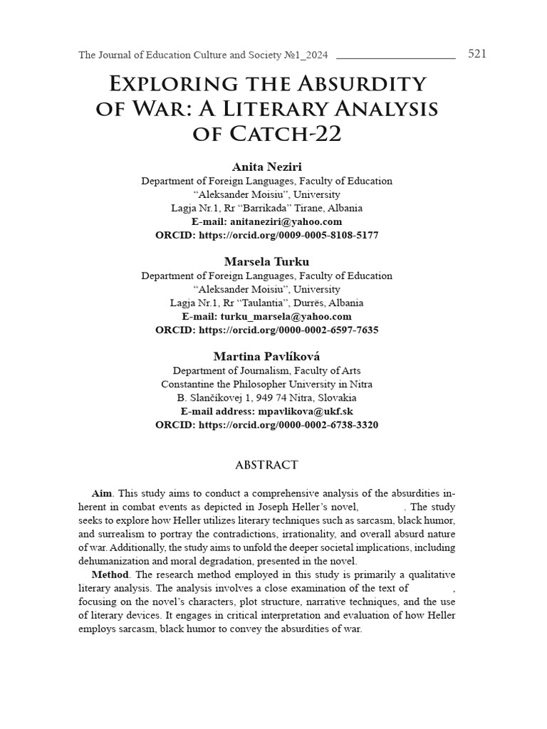 Literary Analysis of Catch-22's Absurdities | PDF