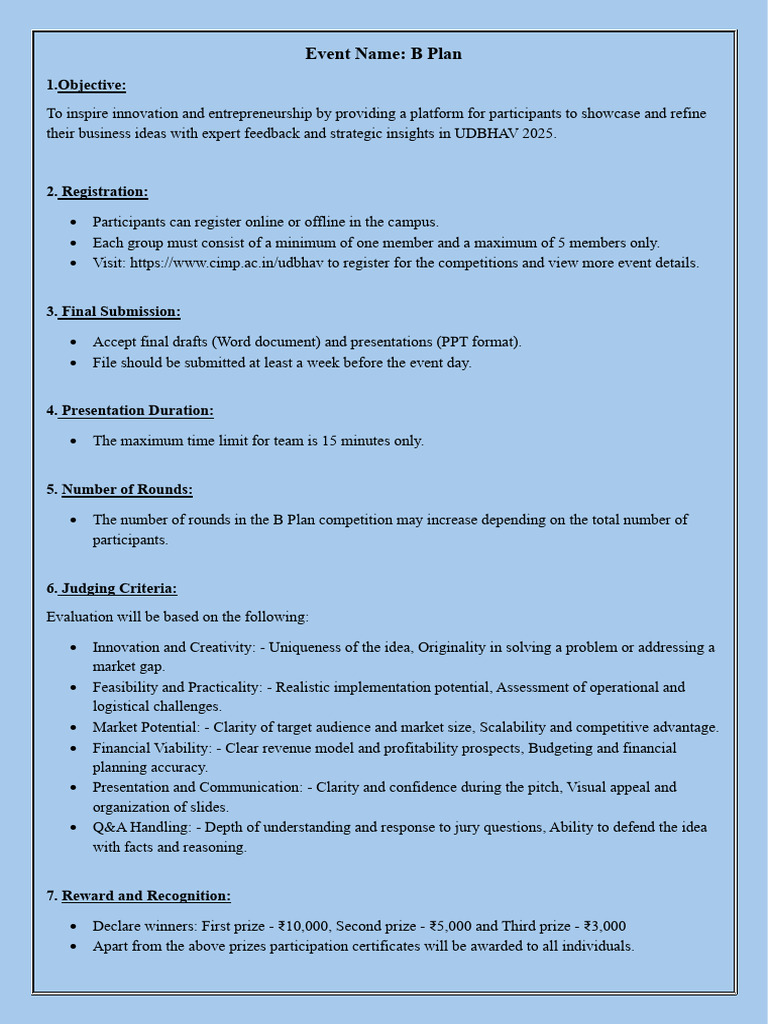 B Plan Guideline | PDF