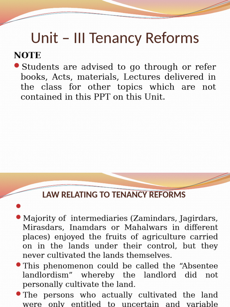 Tenancy Reforms in Andhra Pradesh | PDF | Leasehold Estate | Lease