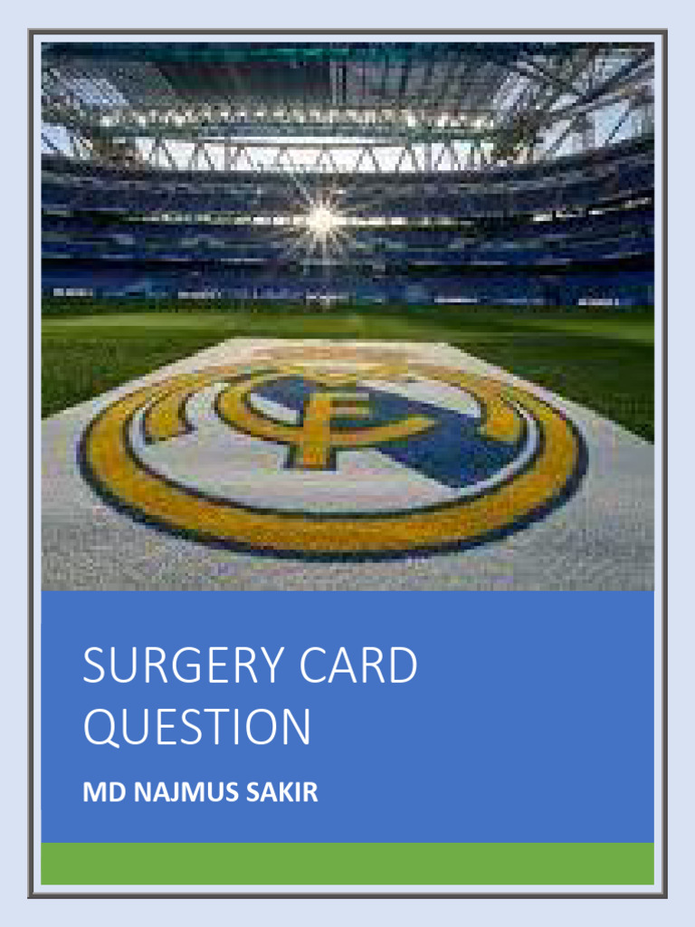 Surgery Card: Postoperative Management Guide | PDF | Wound | Thrombosis