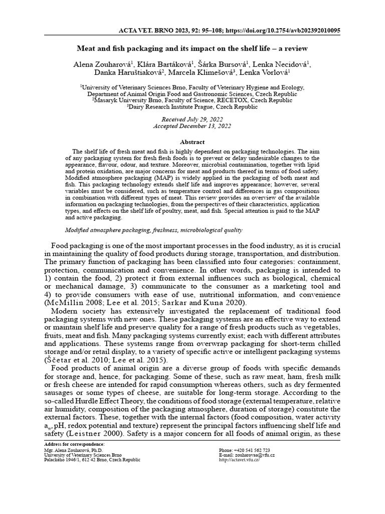 Meat and Fish Packaging and Its Impact On The Shelf Life - A Review ...