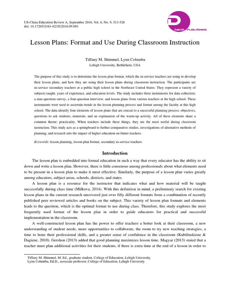 Effective Lesson Plan Formats for Teachers | PDF | Lesson Plan | Teachers