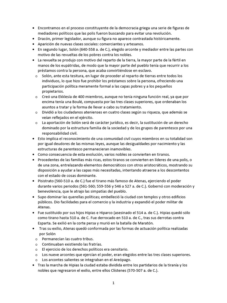 Evolución de la Democracia en Atenas | PDF | Antigua Grecia | Gobierno ...