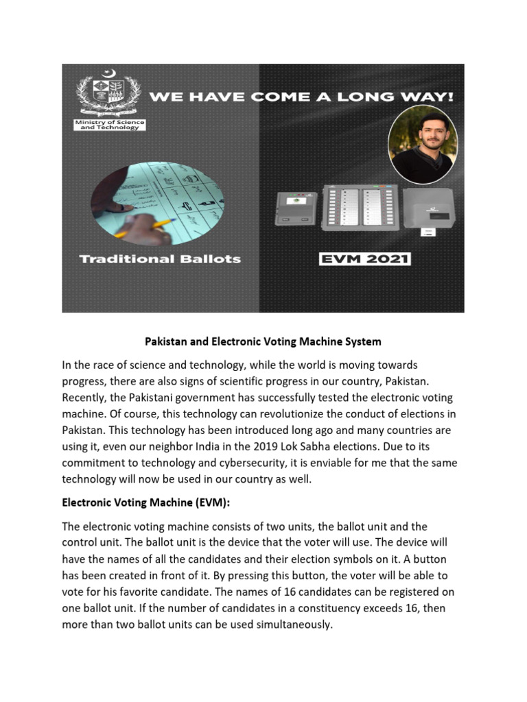 Pakistan and Electronic Voting Machine System | PDF | Electronic Voting ...