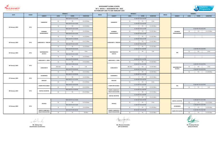 DP2 Mock Assessment Schedule 2025 | PDF | Student Assessment And Evaluation