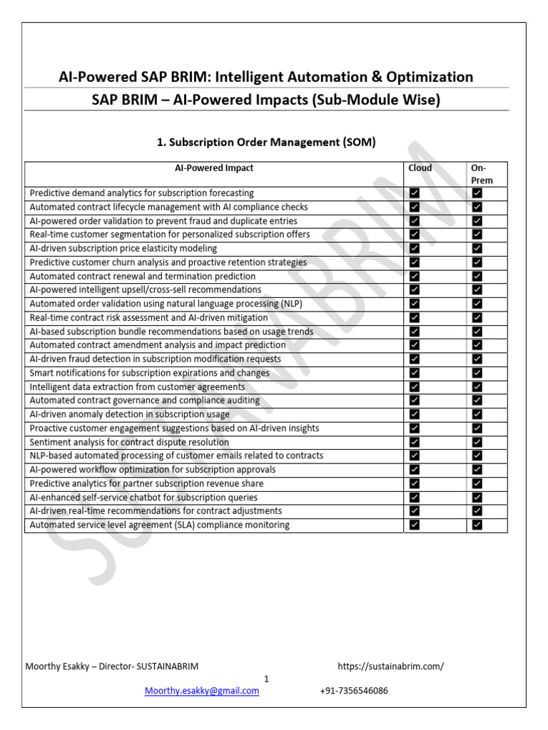 AI-Driven Enhancements in SAP BRIM | PDF | Analytics | Regulatory ...