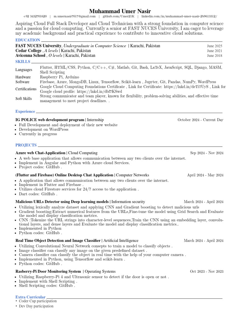 Aspiring Cloud Full Stack Developer Resume | PDF | Computer Vision ...