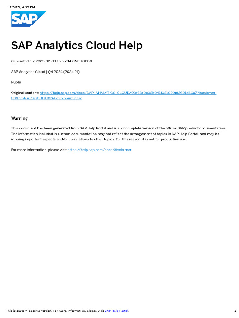 SAP Analytics Cloud Smart Insights Guide | PDF | Analytics | Artificial ...