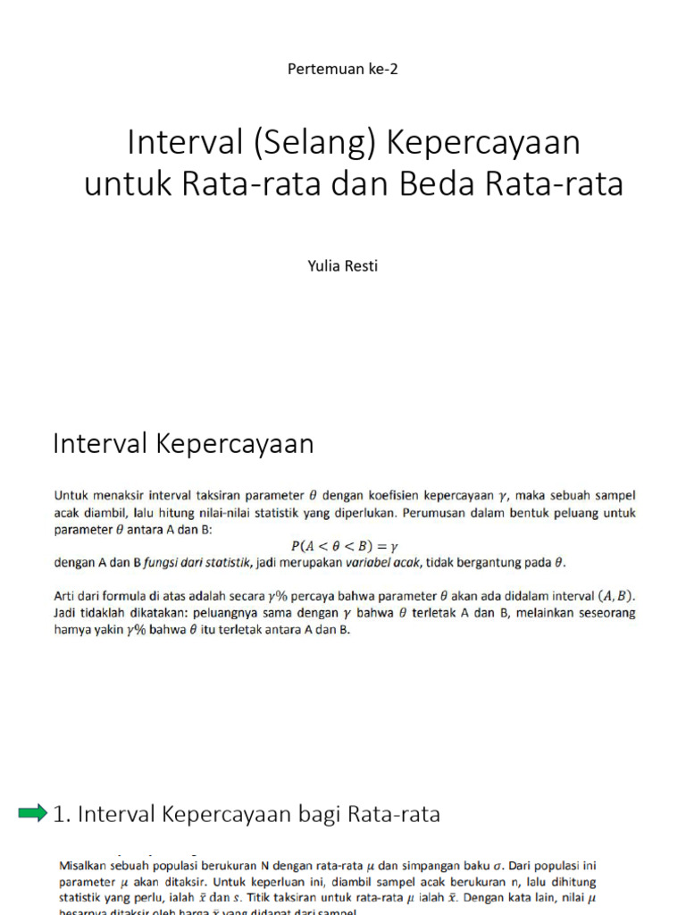 Interval Kepercayaan Rata-rata dan Selisih | PDF