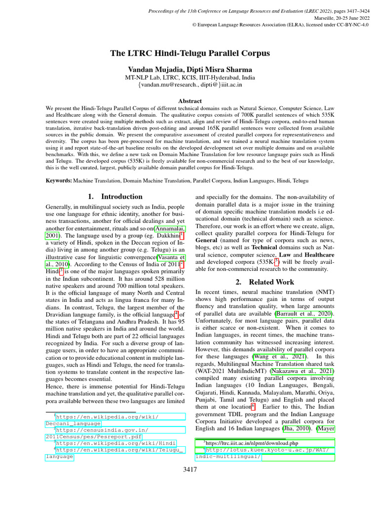 Hindi-Telugu Parallel Corpus Overview | PDF | Translations | Applied ...