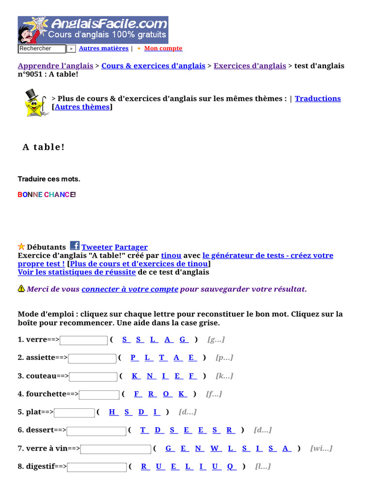 A Table!-Anglais | PDF | Langue anglaise