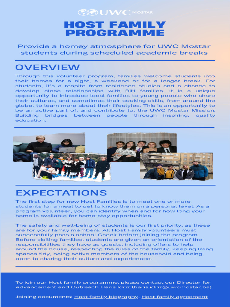 UWC Mostar Host Family Programme | PDF