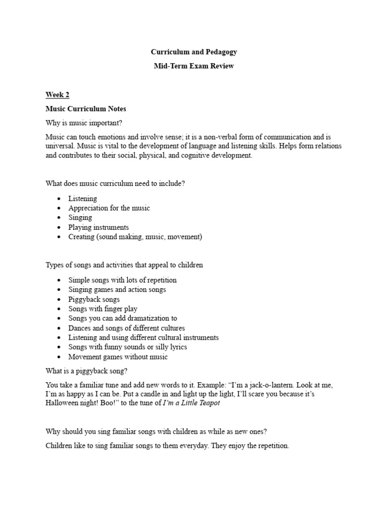Curriculum and Pedagogy Mid-Term | PDF | Knowledge | Learning
